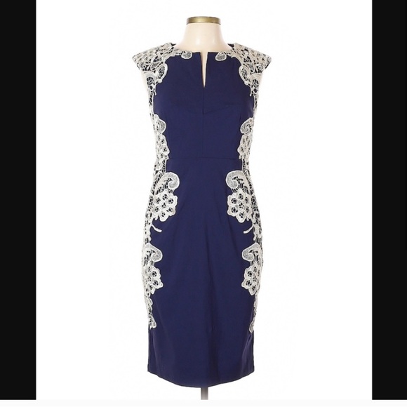 paper doll Dresses & Skirts - NWT paper doll navy dress with lace detail. Very flattering